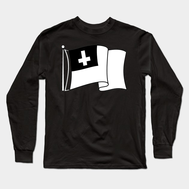 Christian Flag Upside Down Cross Black and White Long Sleeve T-Shirt by In Memorium